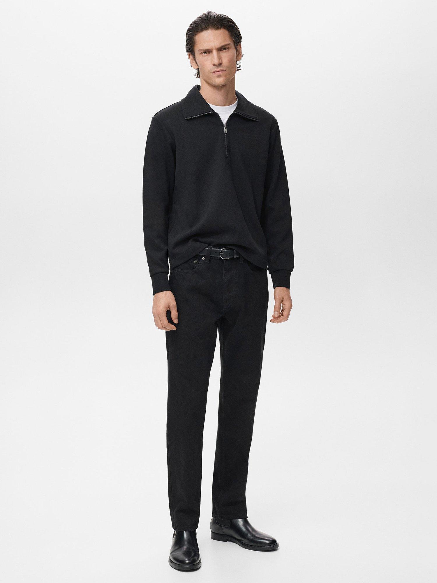 Product image 2 of 8, which shows Mango Winny Cotton Blend Zip-Neck Jumper, Black, L