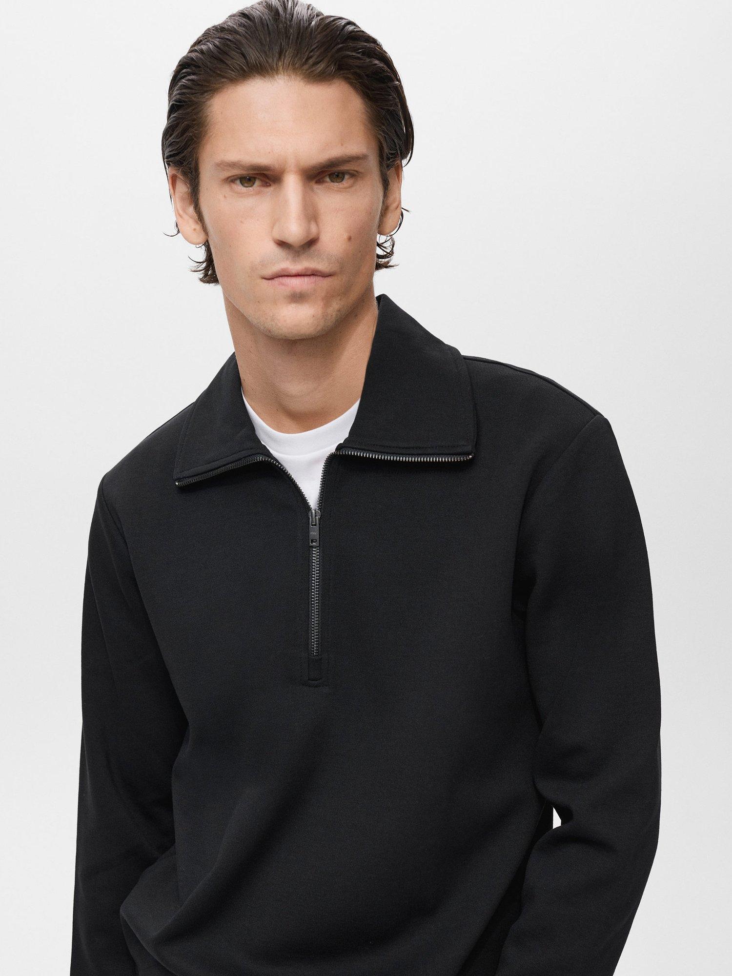 Product image 6 of 8, which shows Mango Winny Cotton Blend Zip-Neck Jumper, Black, L