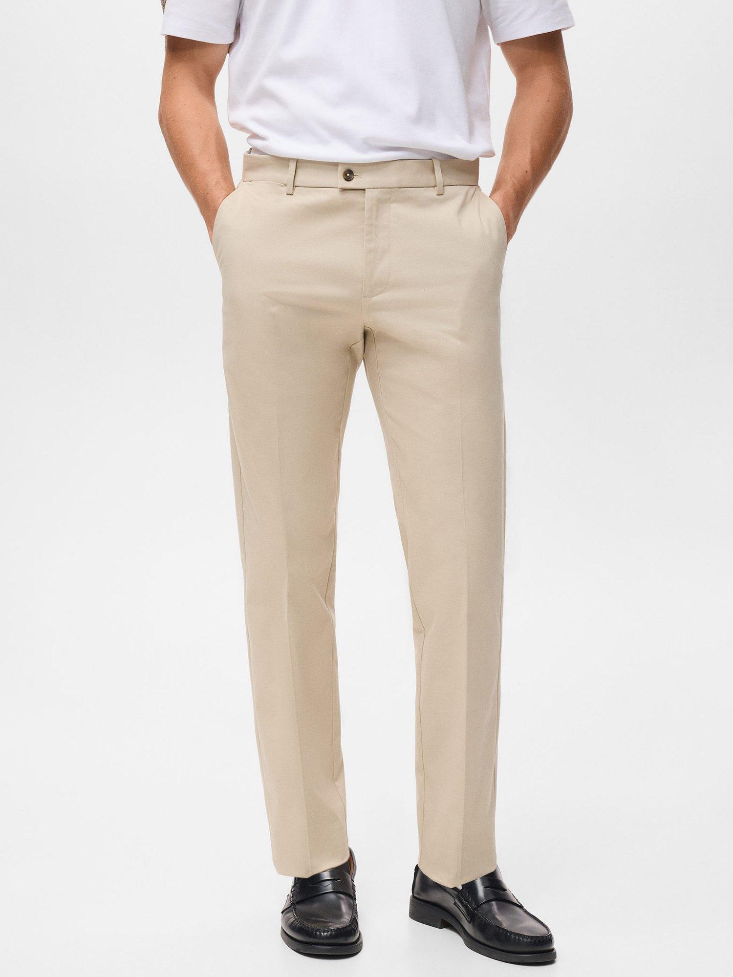 Product image 1 of 8, which shows Mango Nicco Stretch Cotton Blend Trousers, Ecru, 30