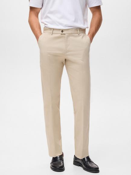 Mango Nicco Stretch Cotton Blend Trousers, Ecru