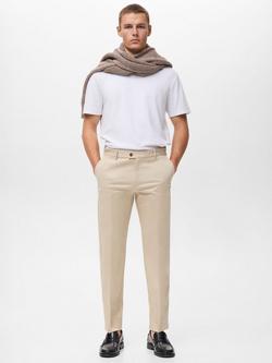 Mango Nicco Stretch Cotton Blend Trousers - view 2, Ecru