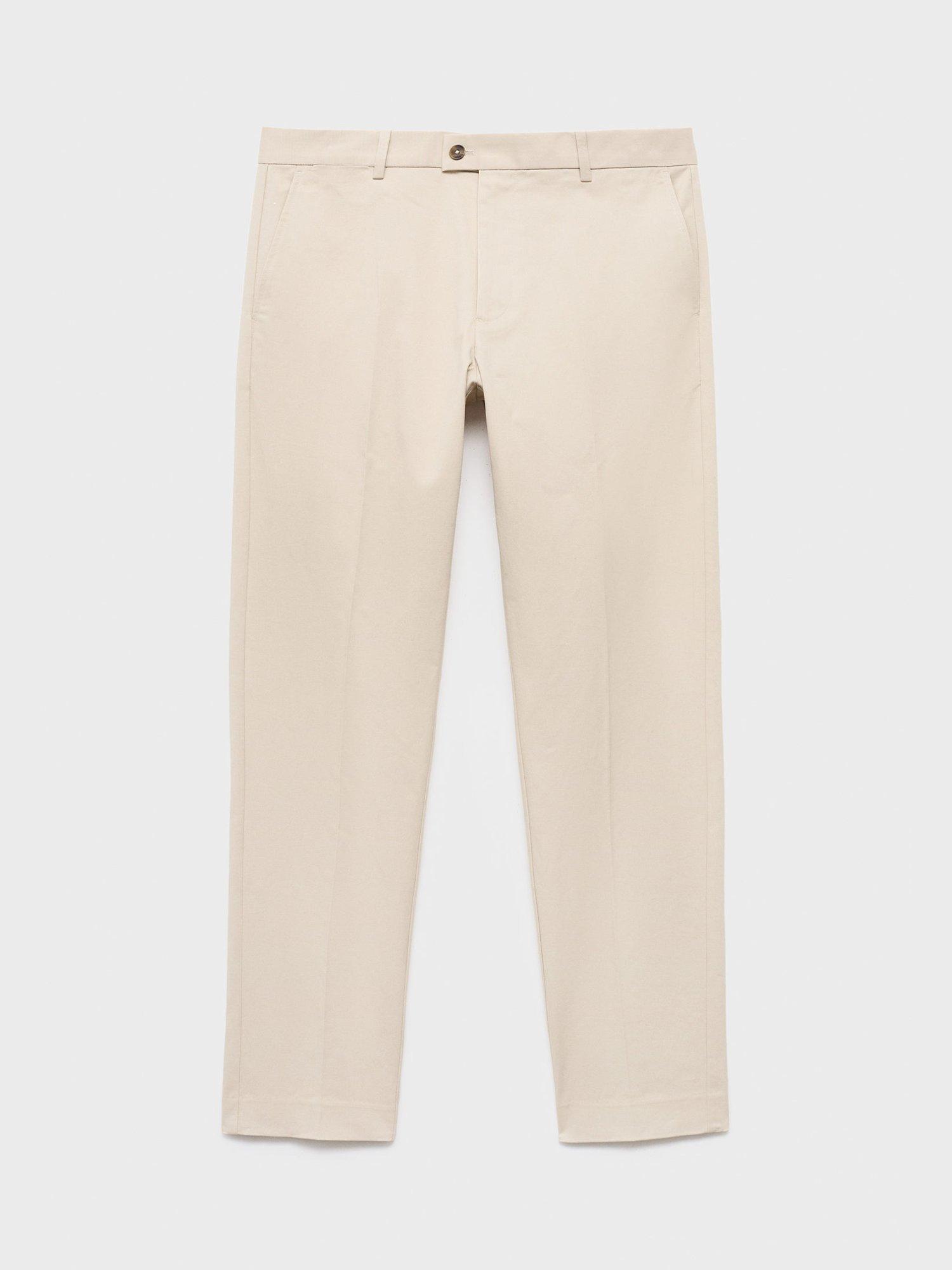 Product image 3 of 8, which shows Mango Nicco Stretch Cotton Blend Trousers, Ecru, 30