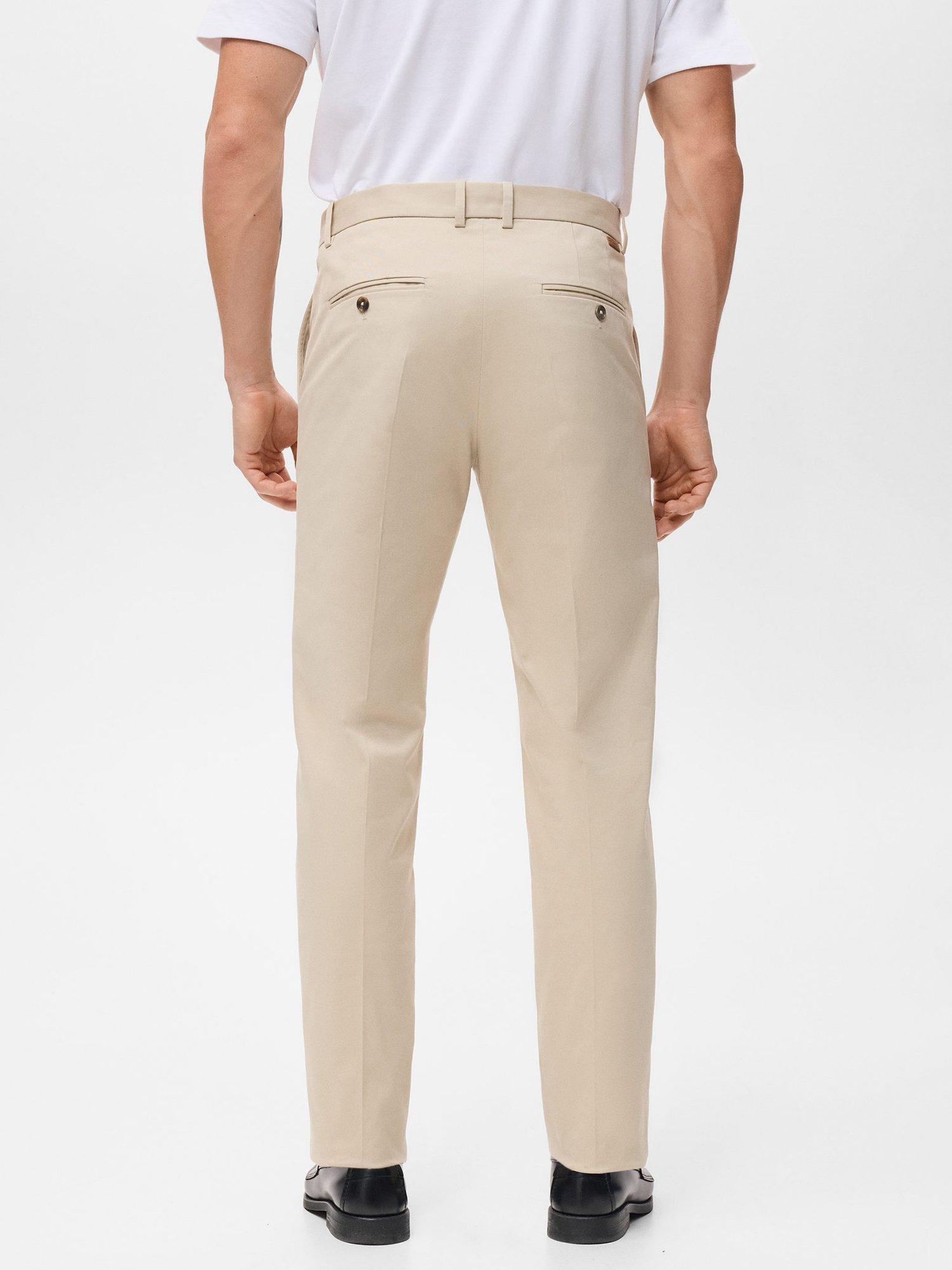 Product image 4 of 8, which shows Mango Nicco Stretch Cotton Blend Trousers, Ecru, 30