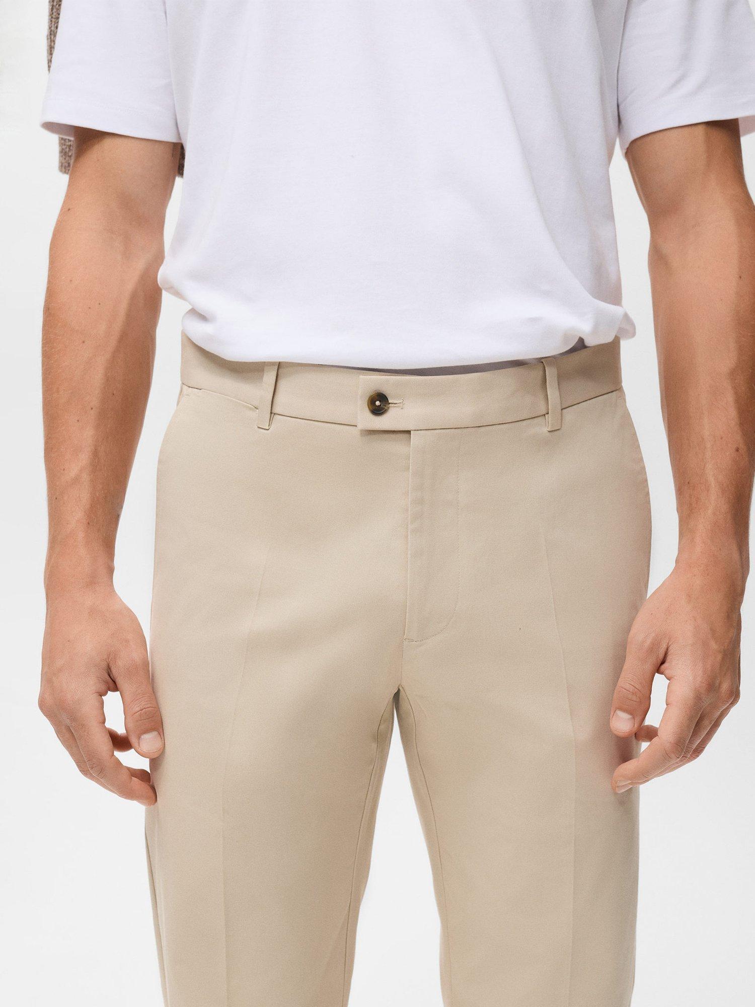 Product image 6 of 8, which shows Mango Nicco Stretch Cotton Blend Trousers, Ecru, 30