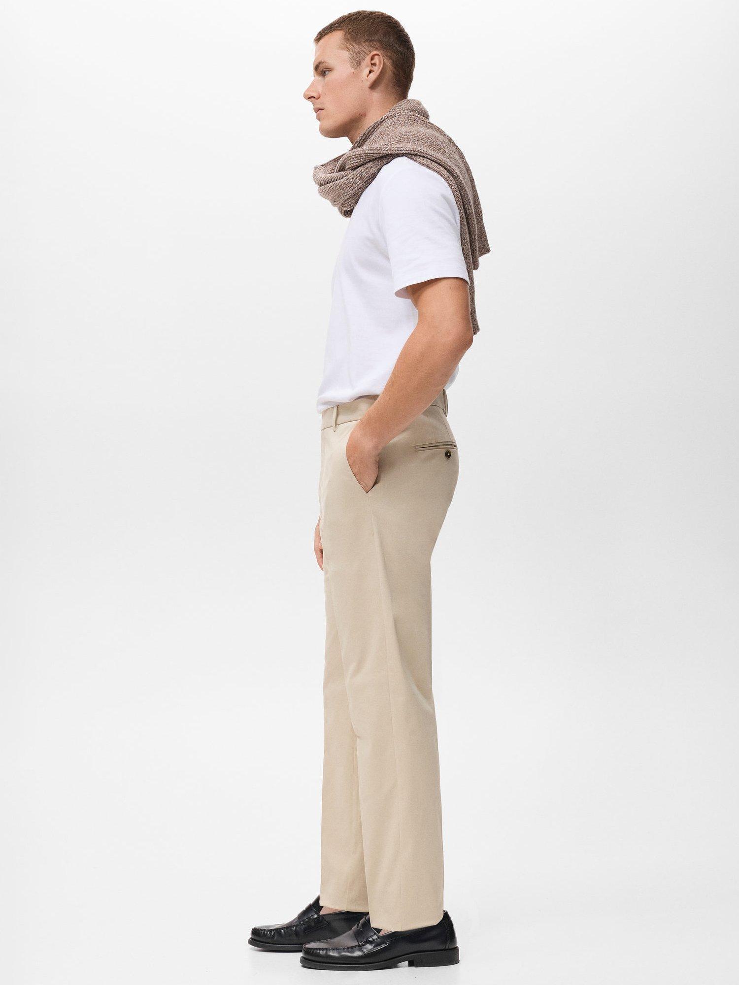 Product image 7 of 8, which shows Mango Nicco Stretch Cotton Blend Trousers, Ecru, 30