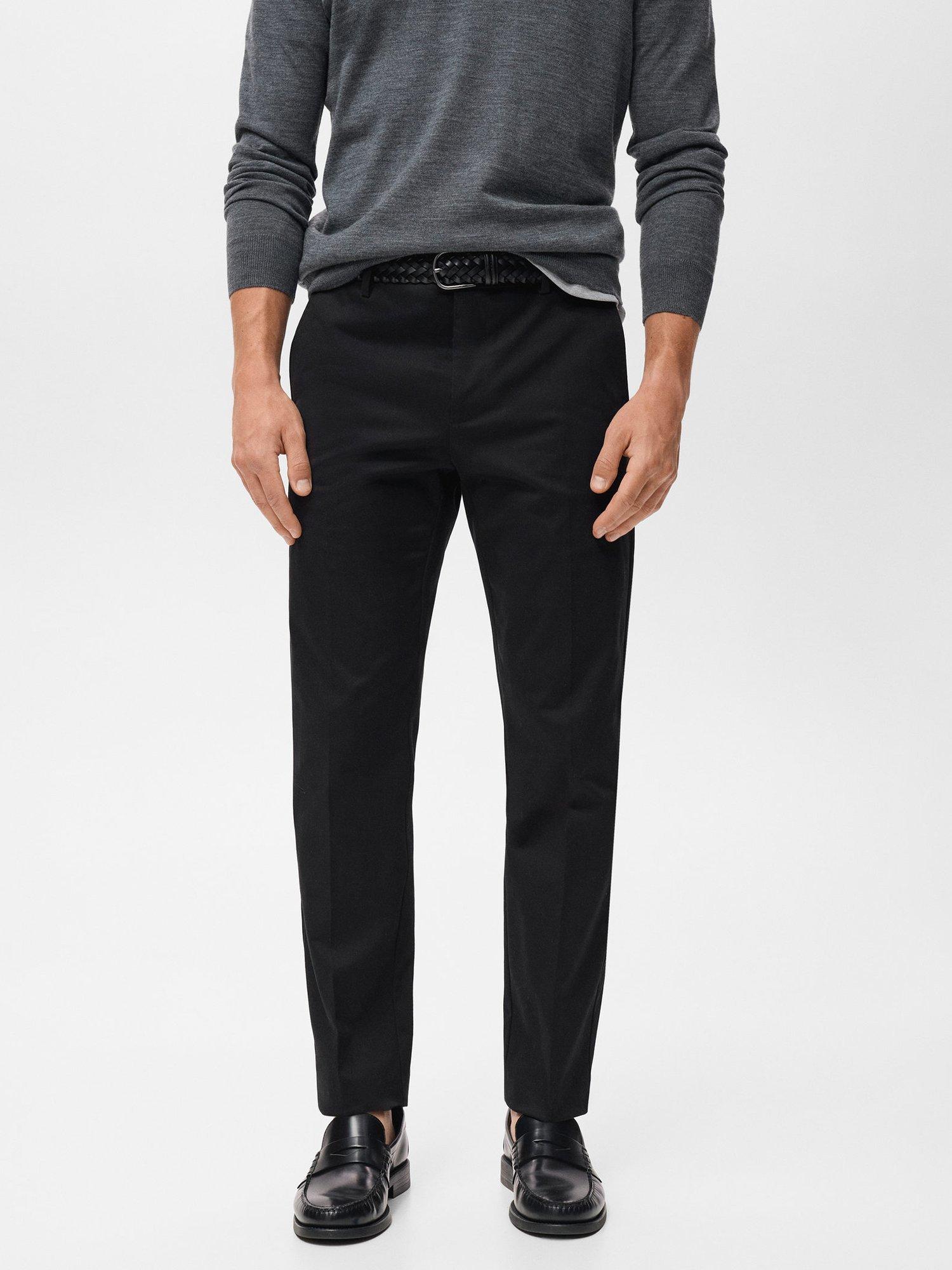 Product image 1 of 7, which shows Mango Nicco Stretch Cotton Blend Trousers, Navy, 31