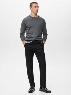 Mango Nicco Stretch Cotton Blend Trousers, Navy - view 2, Navy