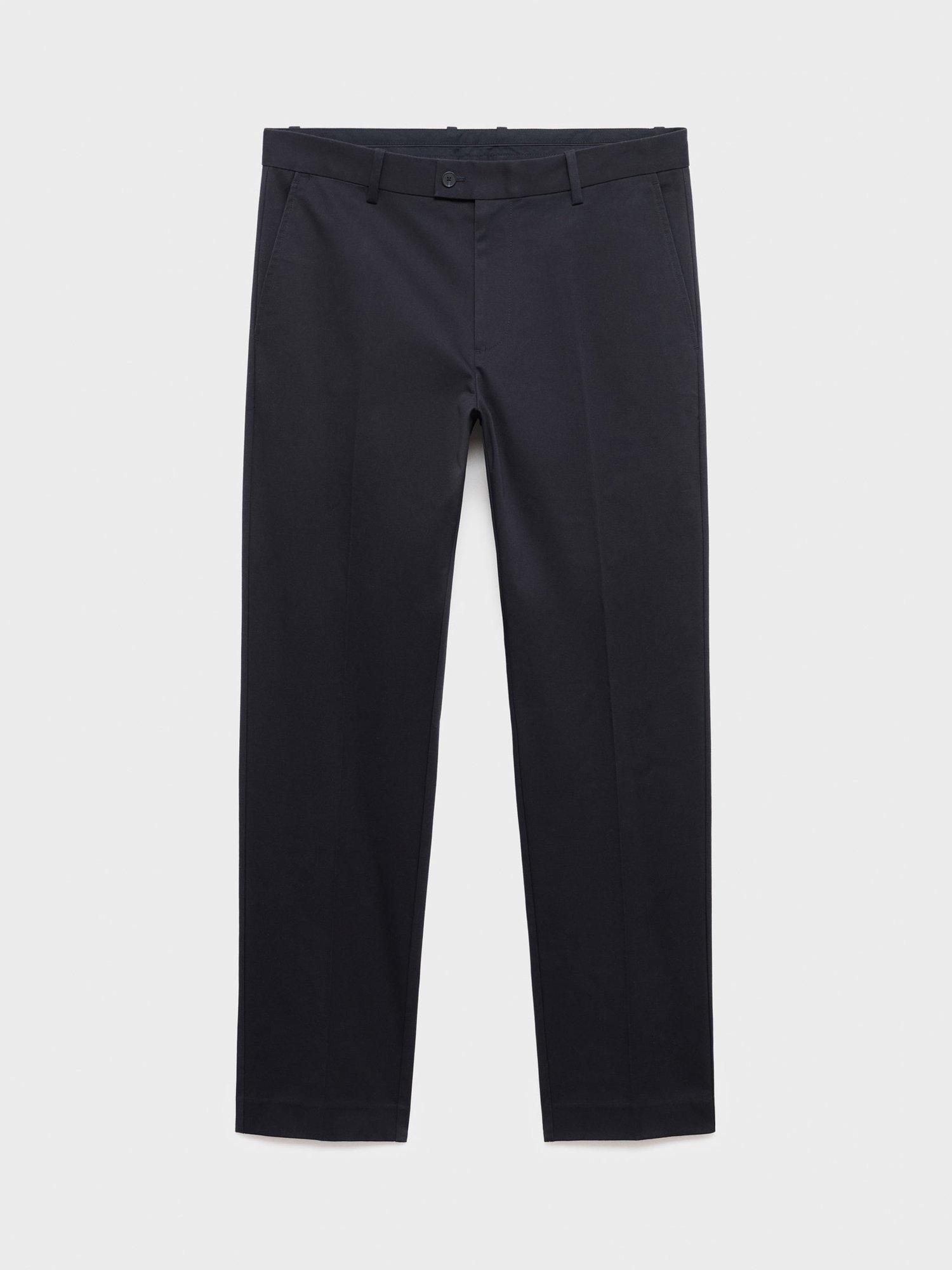Product image 3 of 7, which shows Mango Nicco Stretch Cotton Blend Trousers, Navy, 31