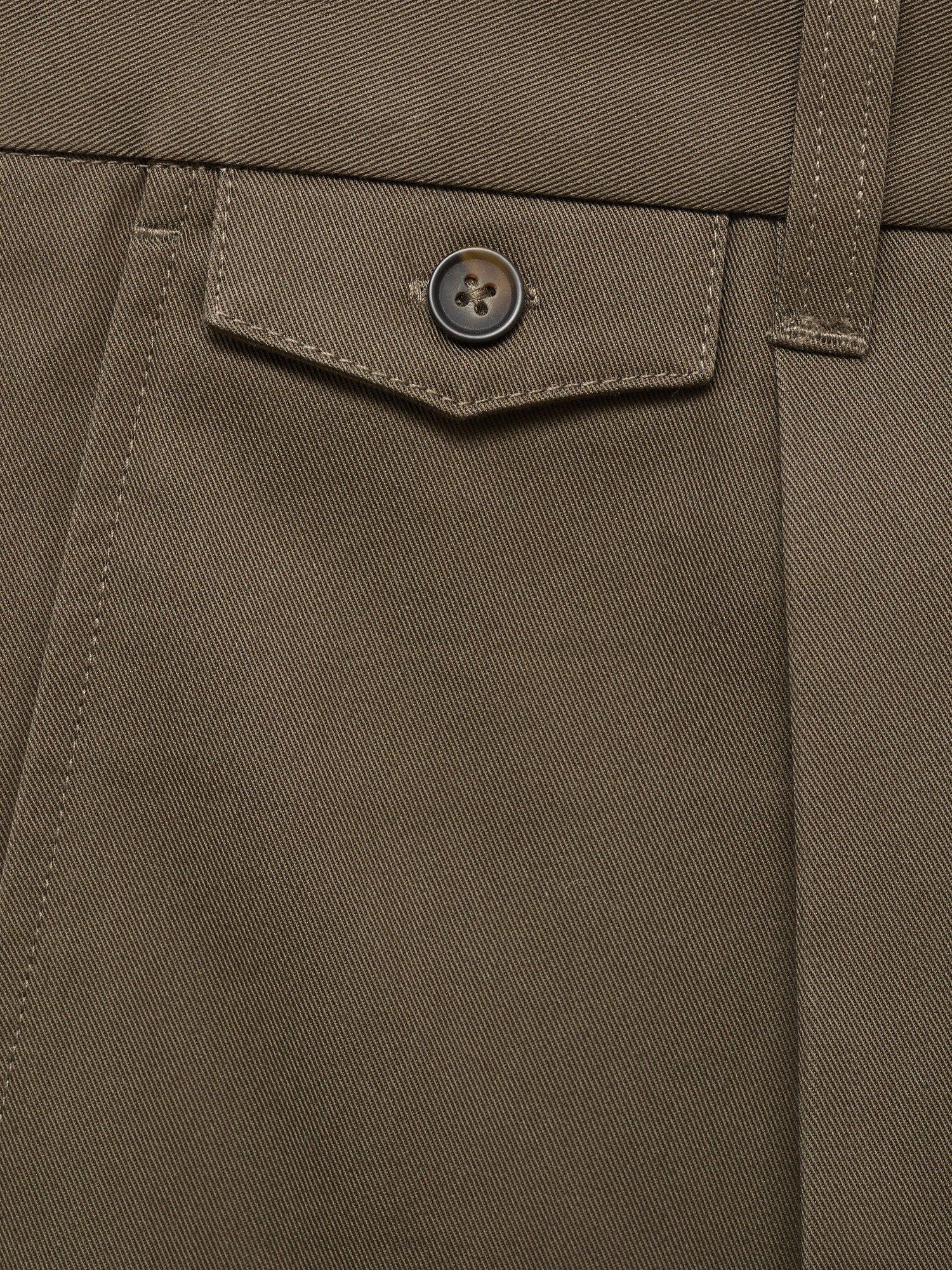Product image 5 of 8, which shows Mango Tampa Cotton Straight Fit Trousers, Brown, 30