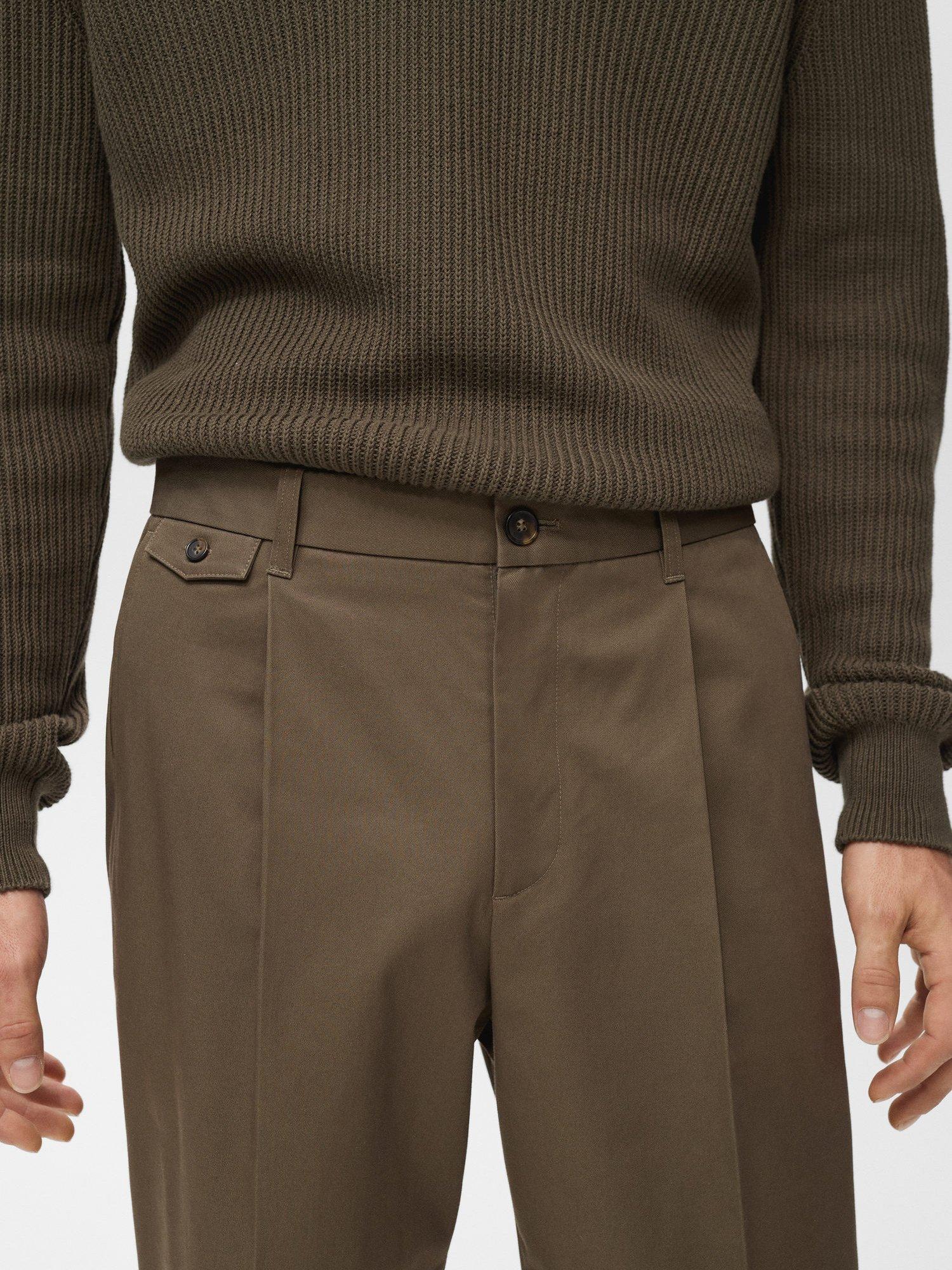 Product image 6 of 8, which shows Mango Tampa Cotton Straight Fit Trousers, Brown, 30