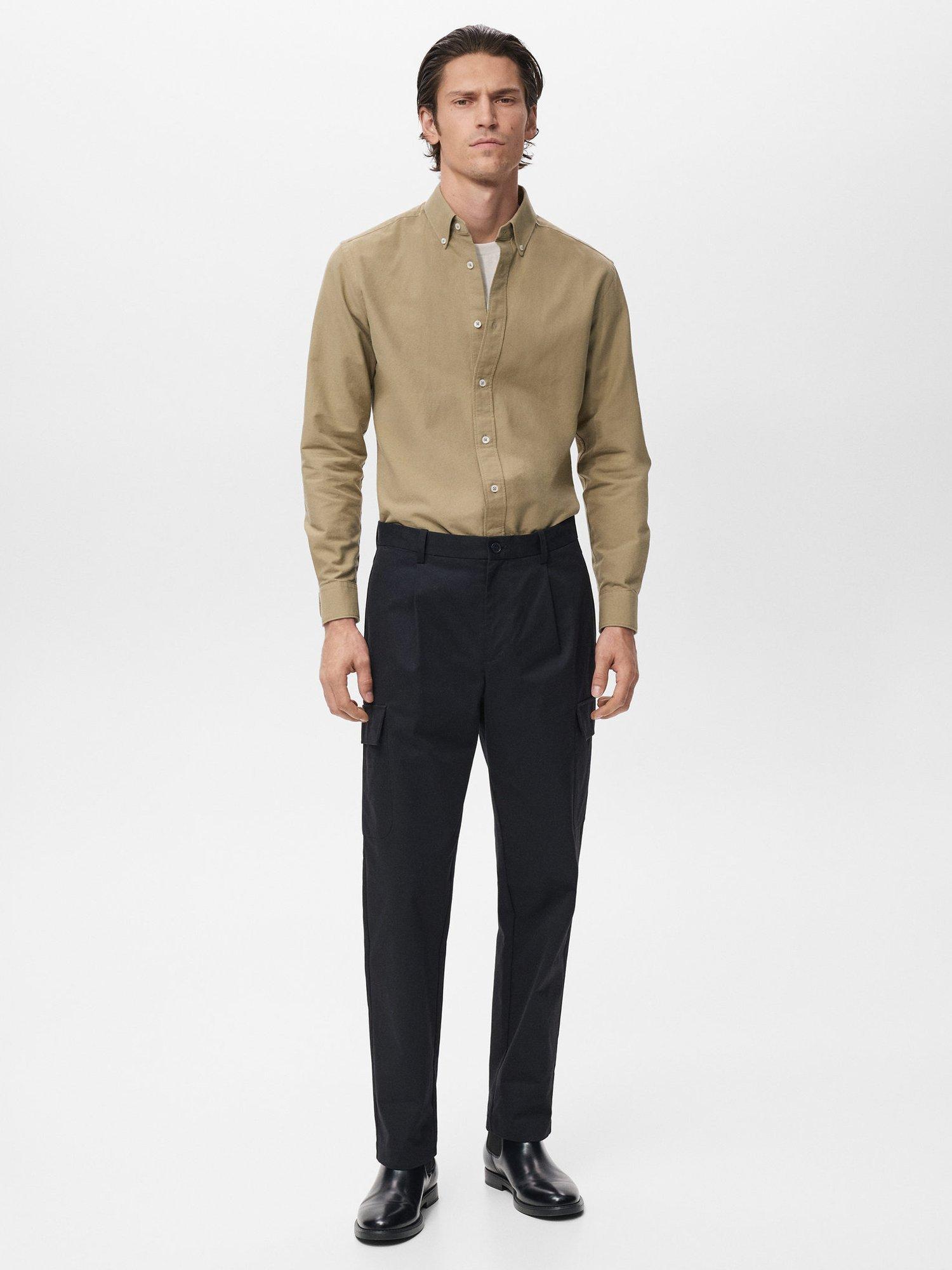 Product image 2 of 8, which shows Mango Straight Cut Cargo Trousers, Navy, 30