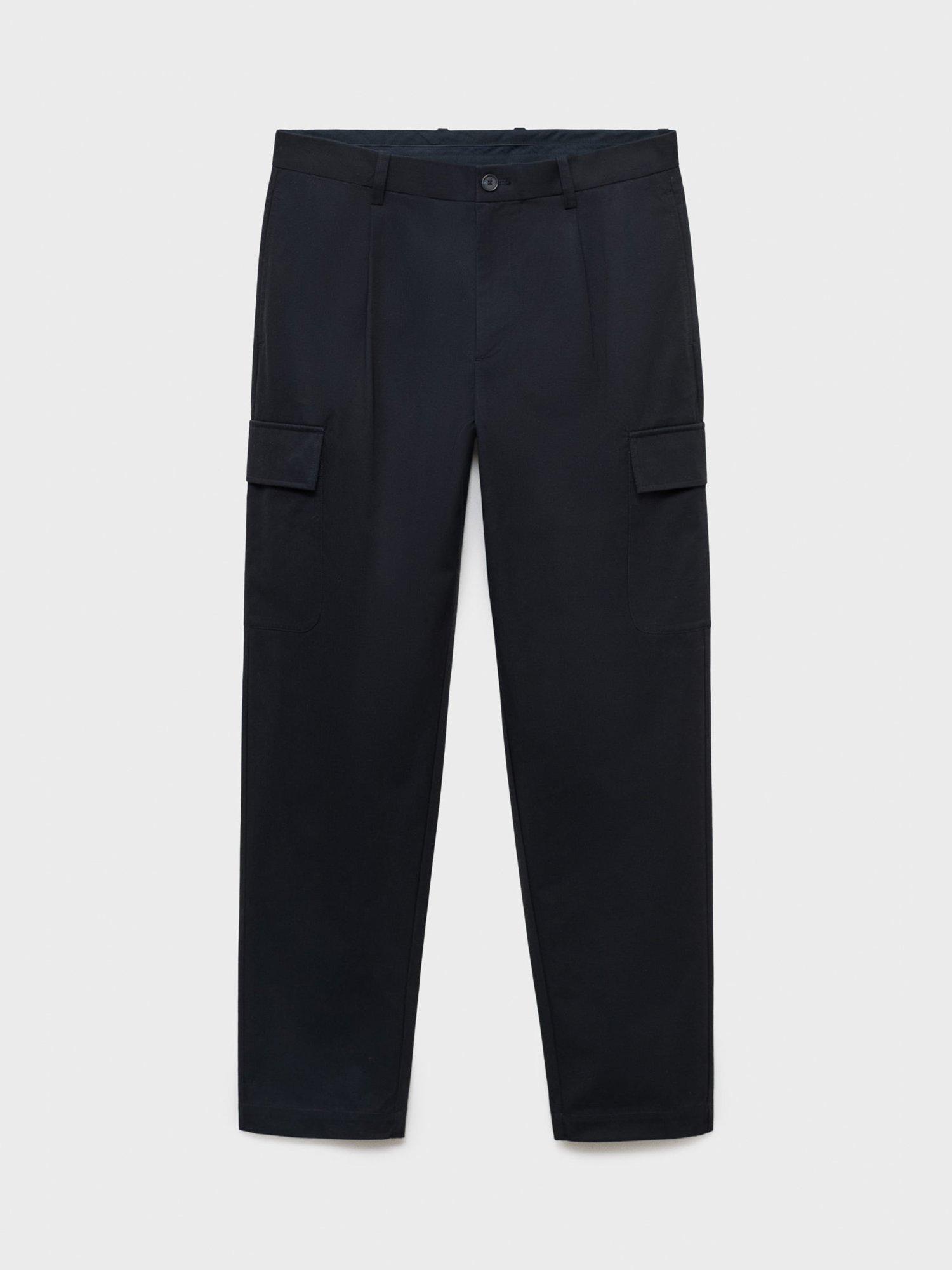 Product image 3 of 8, which shows Mango Straight Cut Cargo Trousers, Navy, 30