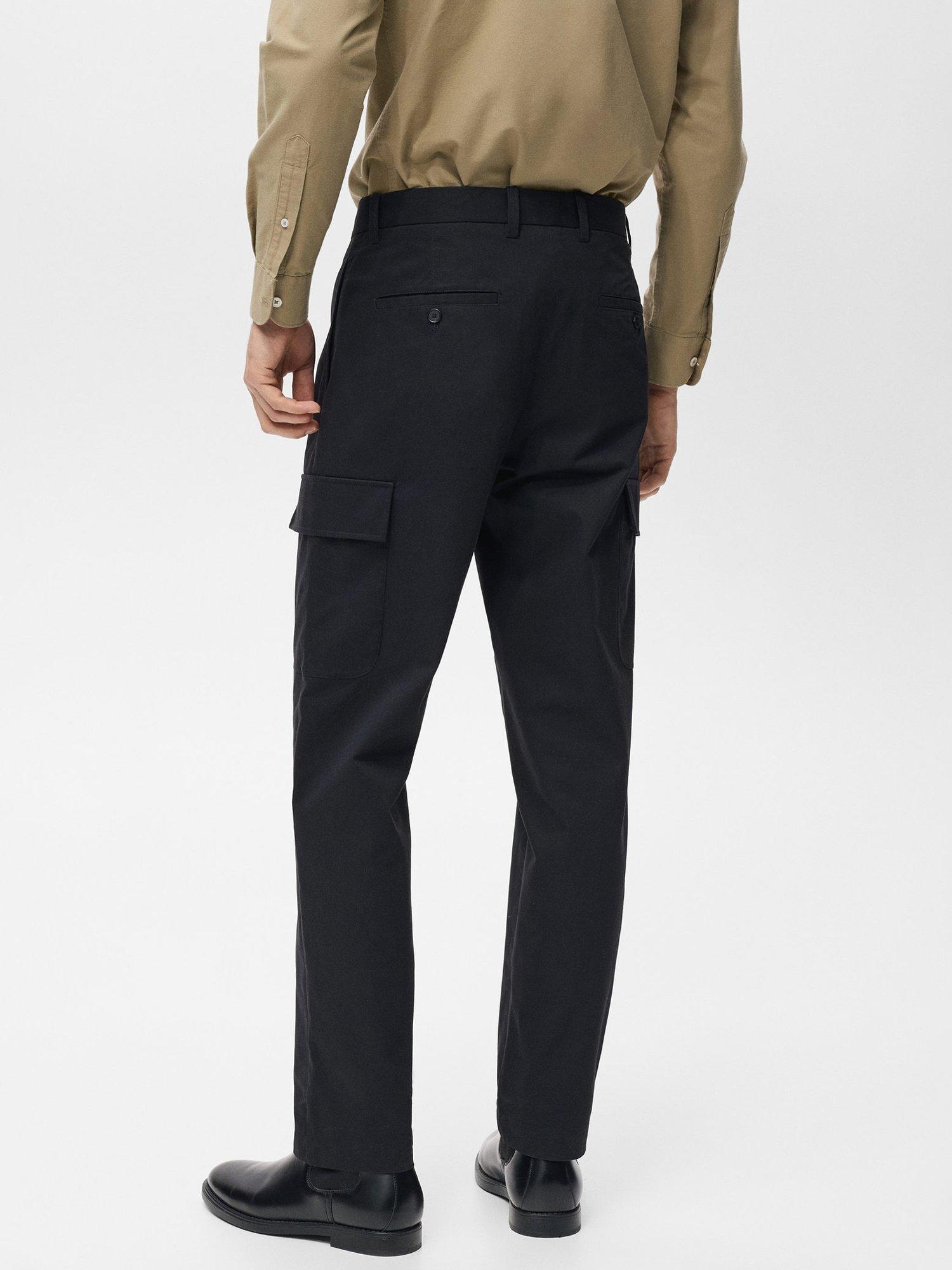 Product image 4 of 8, which shows Mango Straight Cut Cargo Trousers, Navy, 30