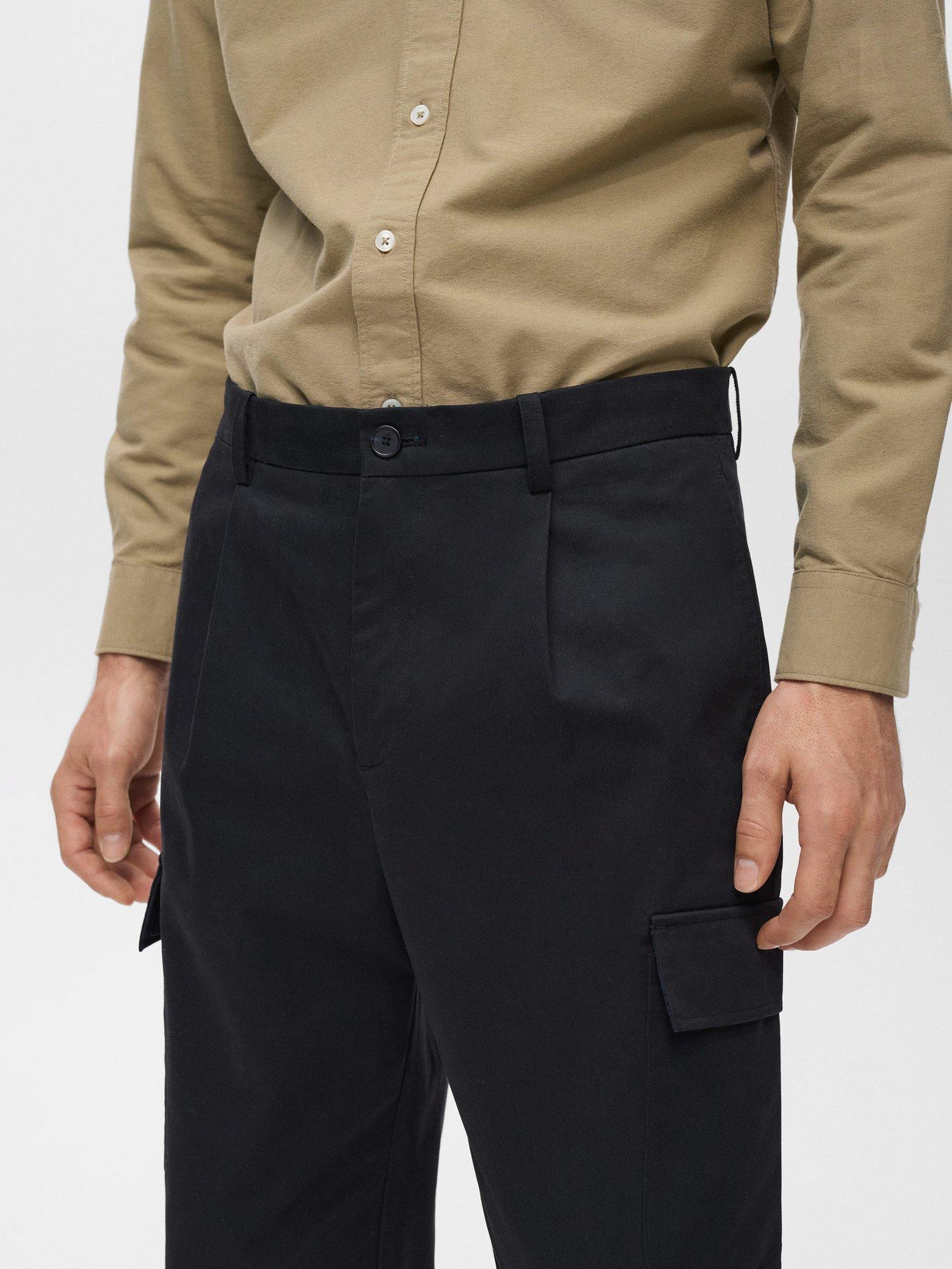 Product image 6 of 8, which shows Mango Straight Cut Cargo Trousers, Navy, 30