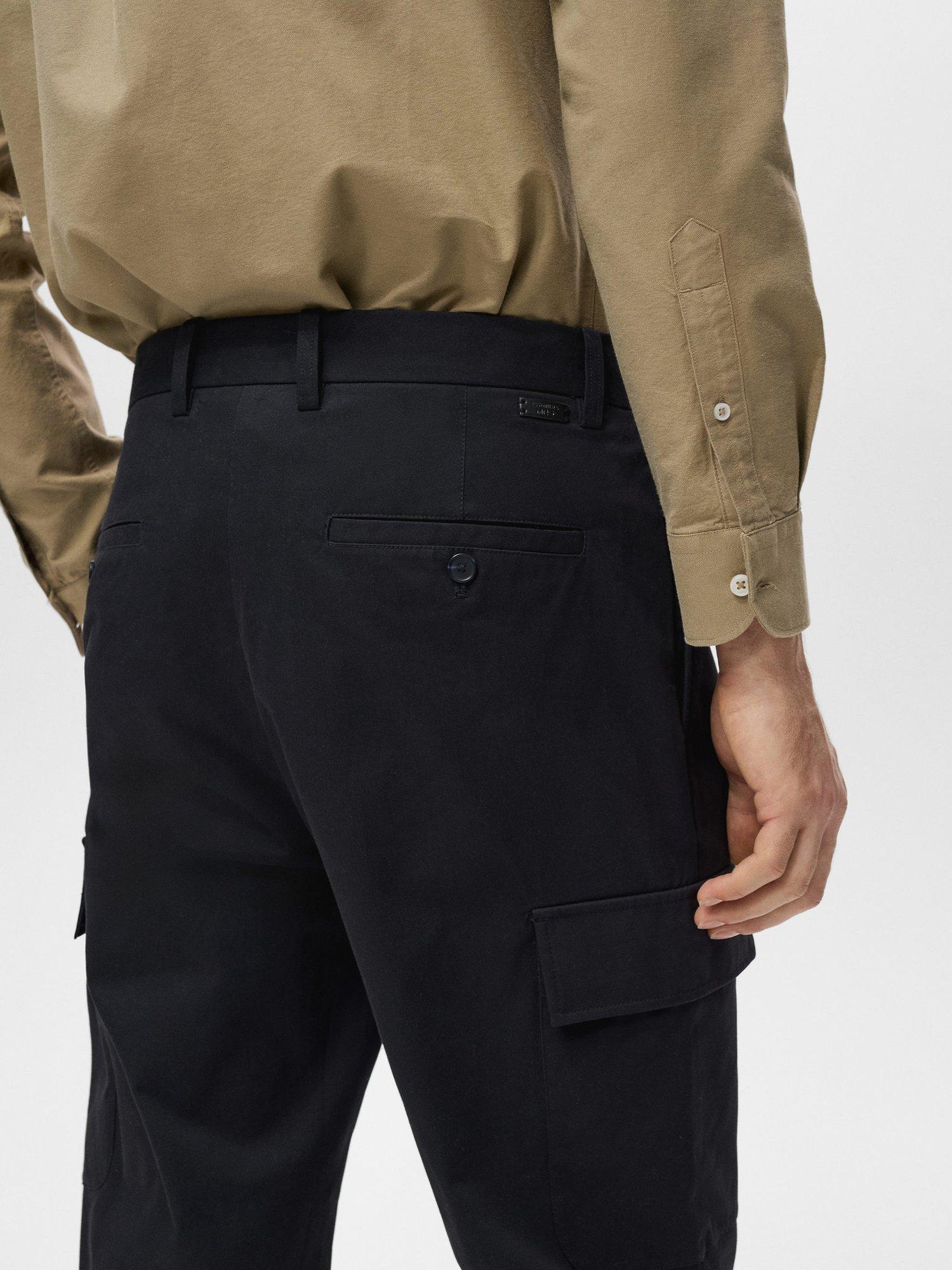 Product image 7 of 8, which shows Mango Straight Cut Cargo Trousers, Navy, 30