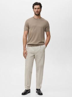 Mango Arraona Cotton Short Sleeve Crew Neck T-Shirt - view 2, Medium Brown