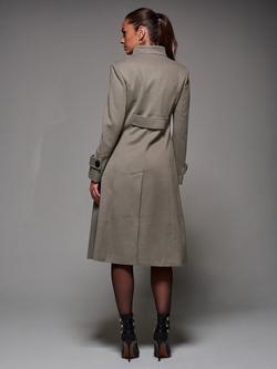 Jolie Moi Buttoned Flare Coat - view 2, Stone Green