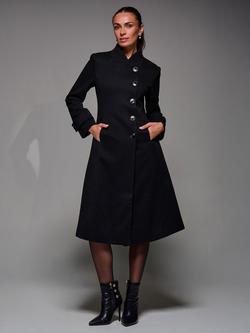 Jolie Moi Buttoned Flare Coat, Black