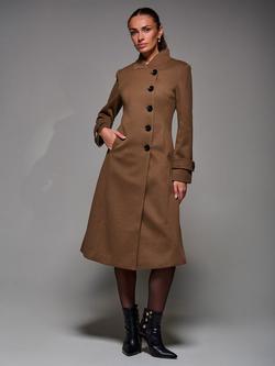 Jolie Moi Buttoned Flare Coat, Brown