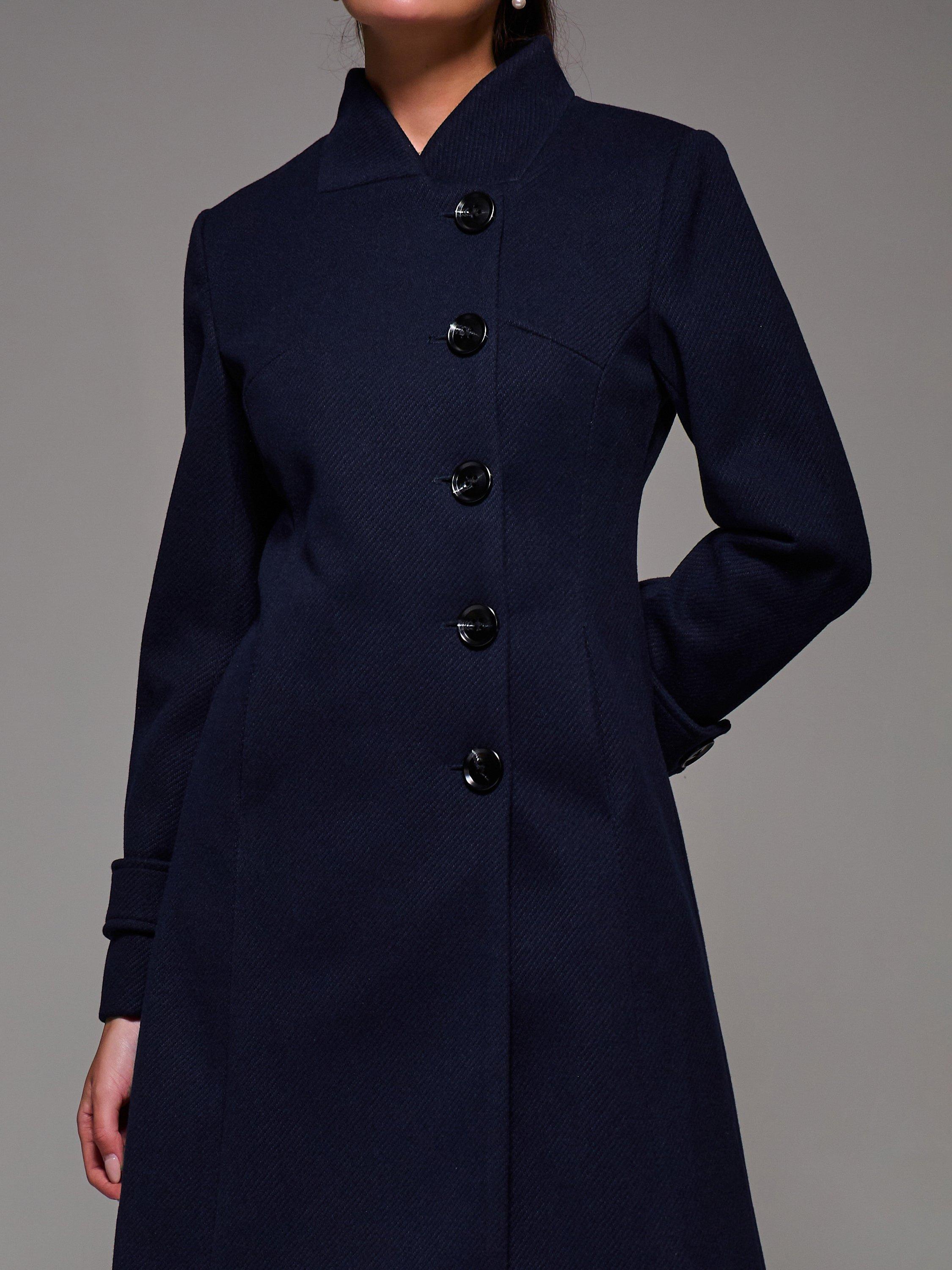 Product image 4 of 7, which shows Jolie Moi Buttoned Flare Coat, Navy, 8