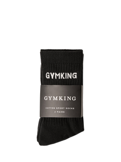 Gym King Unisex Cotton Blend Crew Socks, Pack of 2, Black - view 2, Black
