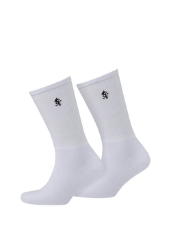 Gym King Unisex Cotton Blend Socks, Pack of 2, Black/White, Black/White