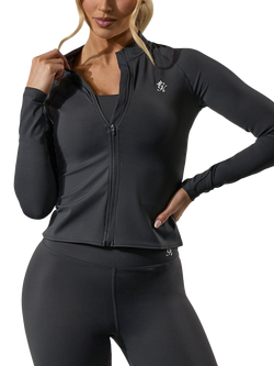 Gym King Sports Funnel Neck Zipped Top, Oyster Grey, Oyster Grey