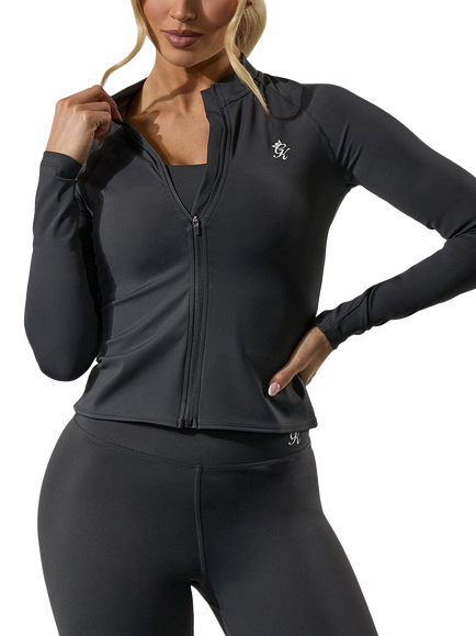 Gym King Sports Funnel Neck Zipped Top, Oyster Grey, Oyster Grey