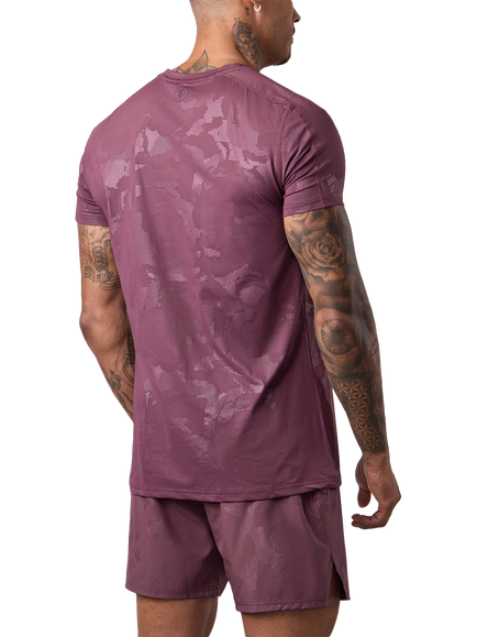 Gym King Debossed Camo Print Performance T-Shirt, Mulberry - view 2, Mulberry