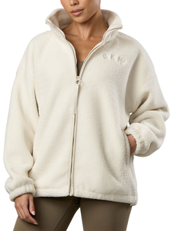 Gym King Women's Full Zip Borg Jacket, Cream, Cream