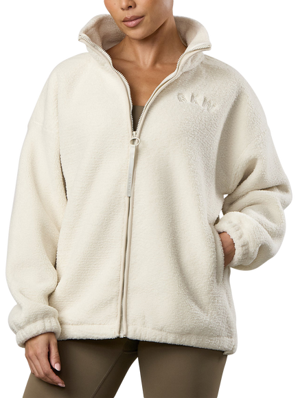 Gym King Women's Full Zip Borg Jacket, Cream, Cream