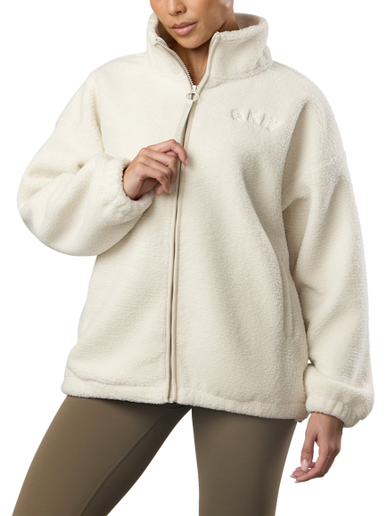 Gym King Women's Full Zip Borg Jacket, Cream - view 2, Cream