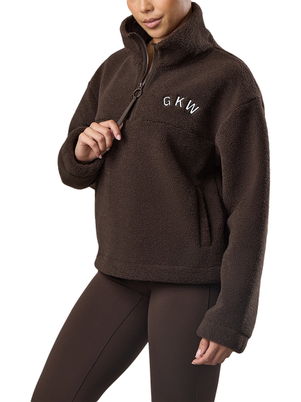 Gym King Borg Relaxed Quarter Zip Jacket, Dark Chocolate - view 2, Dark Chocolate