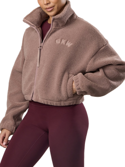 Gym King Women's Full Zip Cropped Borg Jacket, Fawn - view 2, Fawn