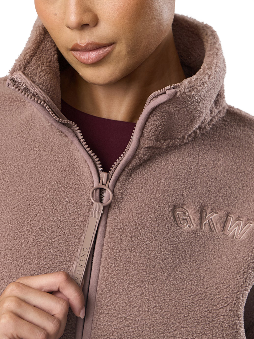 Product image 4 of 7, which shows Gym King Women's Full Zip Cropped Borg Jacket, Fawn, 14