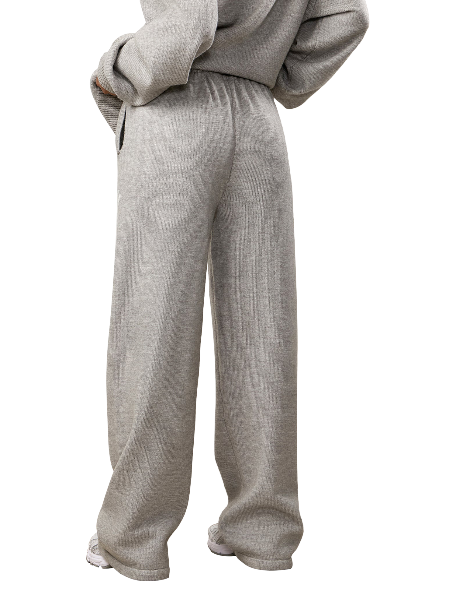 Product image 2 of 7, which shows Gym King Oversized Knitted Trousers, Snow Marl, 16