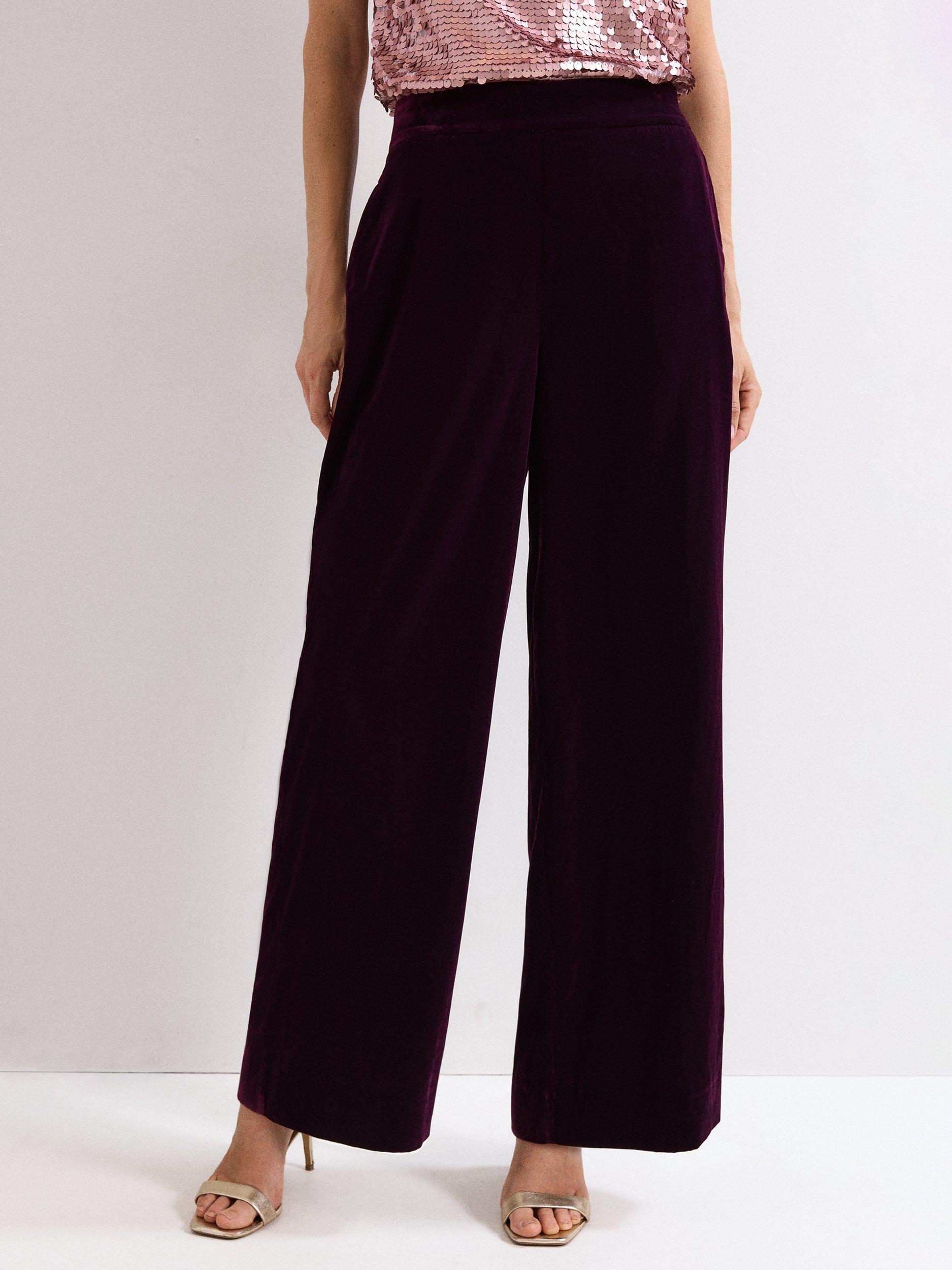 Product image 1 of 7, which shows Phase Eight Valentina Velvet Trousers, Purple, 8
