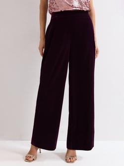 Phase Eight Valentina Velvet Trousers, Purple, Purple