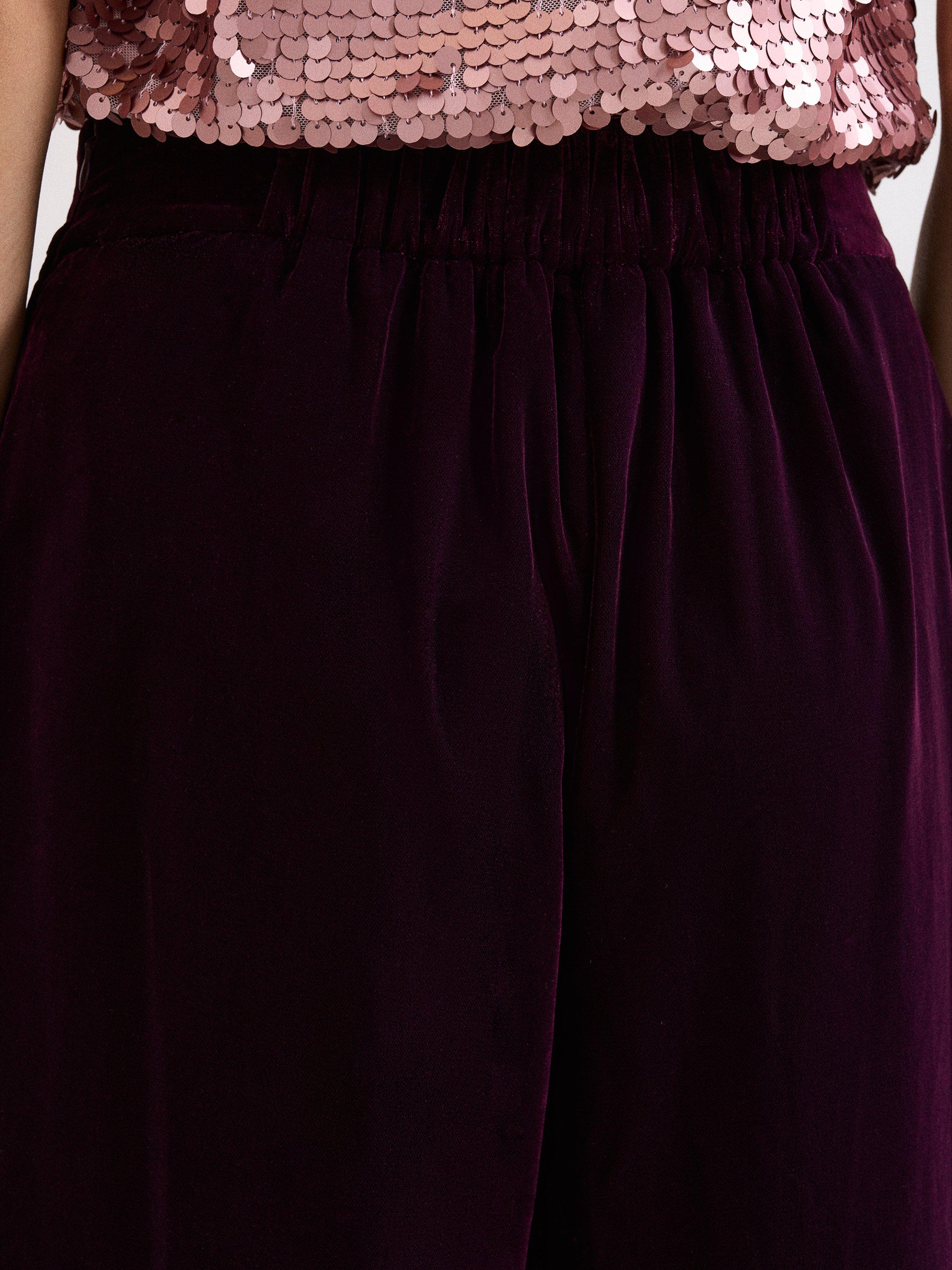 Product image 4 of 7, which shows Phase Eight Valentina Velvet Trousers, Purple, 8
