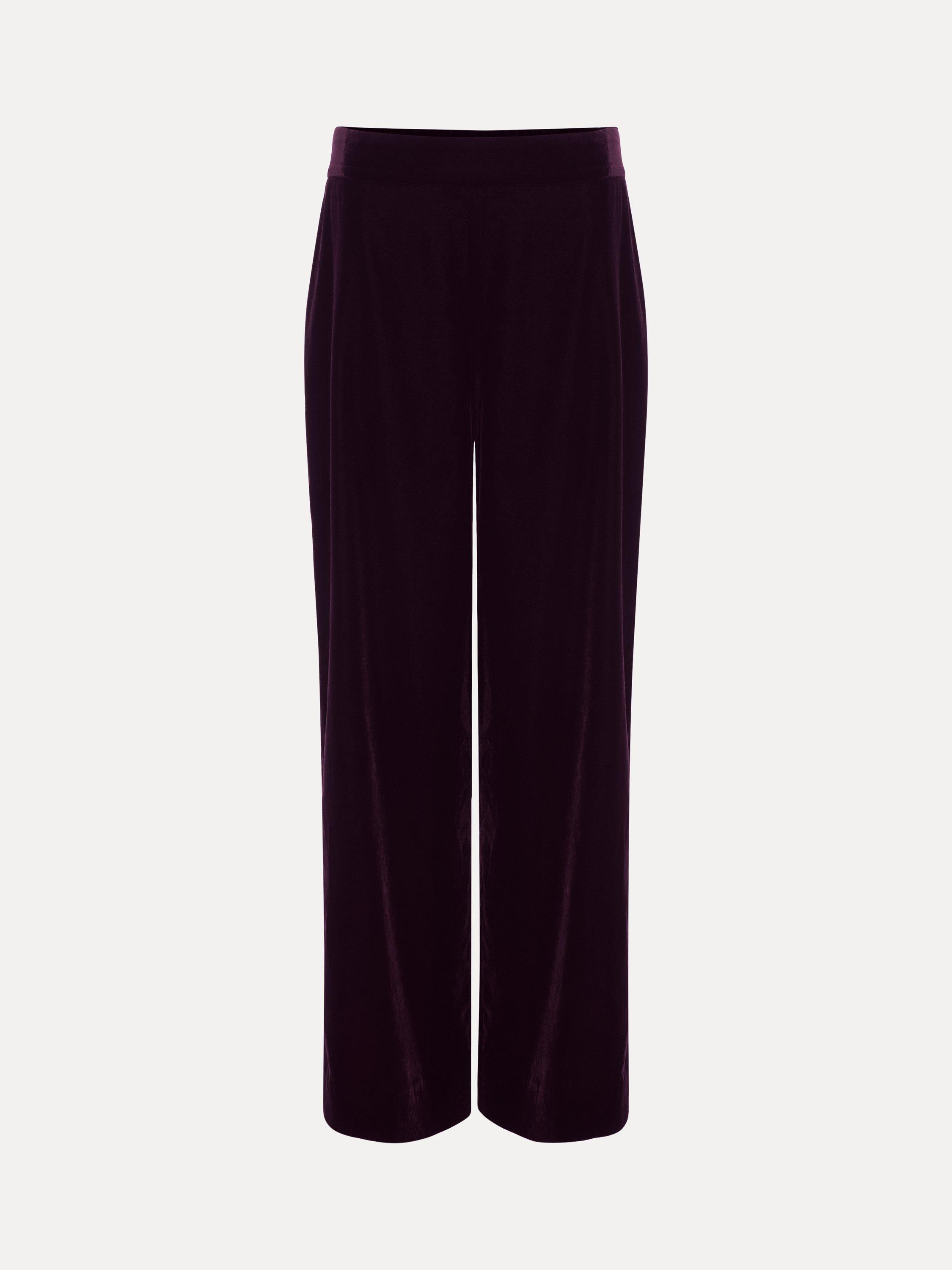 Product image 5 of 7, which shows Phase Eight Valentina Velvet Trousers, Purple, 8