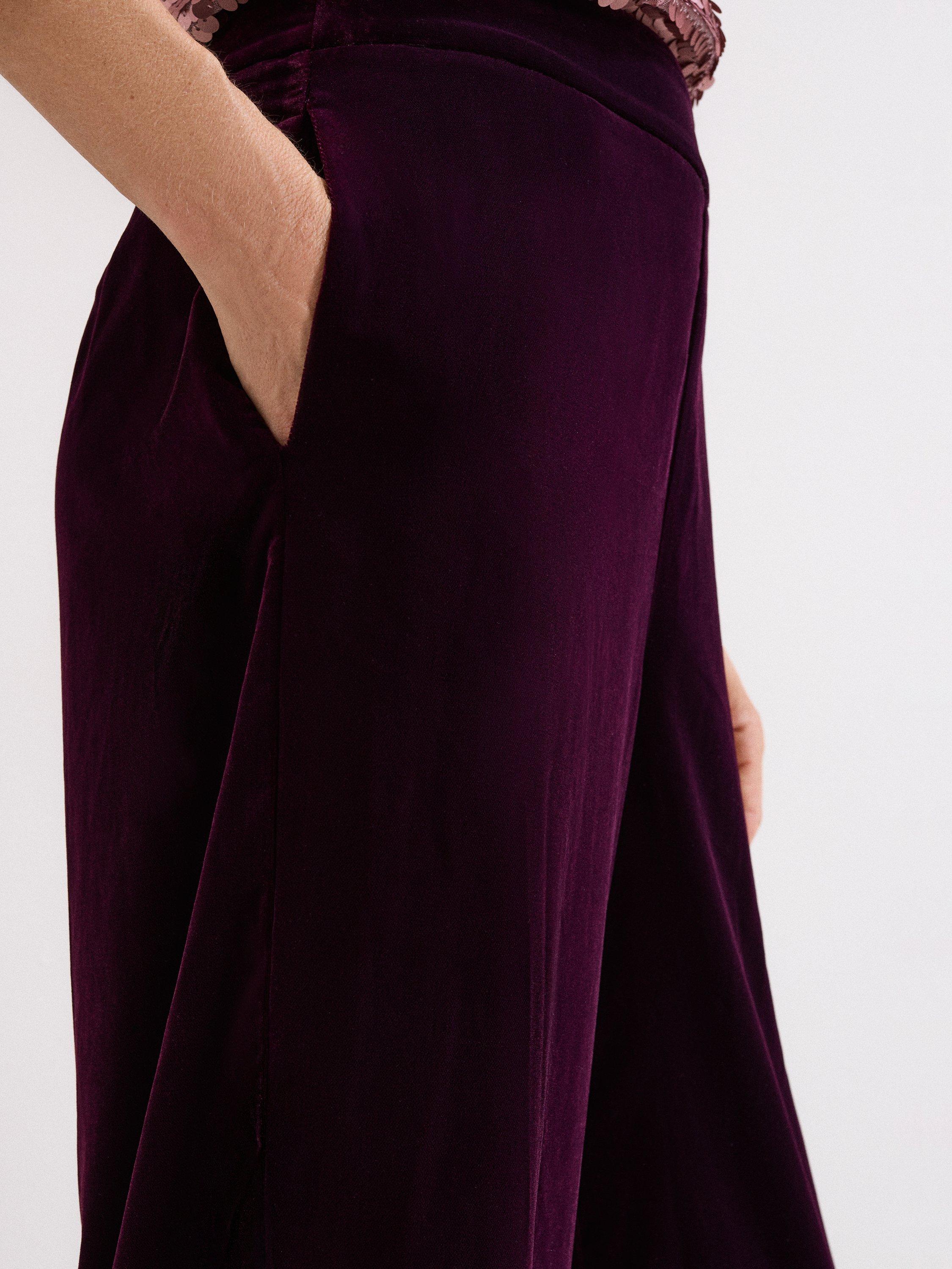 Product image 7 of 7, which shows Phase Eight Valentina Velvet Trousers, Purple, 8