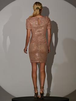Jolie Moi Square Neck Sequin Mini Dress, Champagne - view 2, Champagne