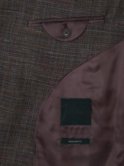 John Lewis Crosshatch Premium Wool Blend Regular Fit Double Breasted Blazer, Brown - view 2, Brown