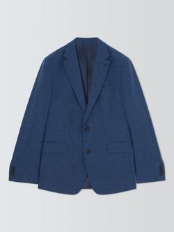 John Lewis Premium Puppytooth Wool Blend Regular Fit Suit Jacket, Blue Check, Blue Check