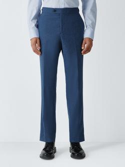 John Lewis J. Lewis Italian Premium Puppytooth Wool Blend Regular Fit Suit Trousers, Blue Check, Blue Check