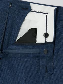 John Lewis Premium Puppytooth Wool Blend Regular Fit Suit Trousers, Blue Check - view 2, Blue Check