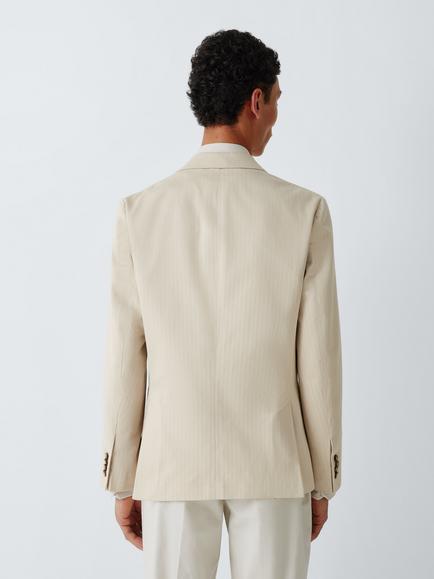 John Lewis J. Lewis Texture Herringbone Cotton Slim Fit Blazer - view 2, Stone