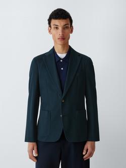 John Lewis J. Lewis Texture Herringbone Cotton Slim Fit Blazer, Navy