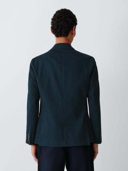 John Lewis J. Lewis Texture Herringbone Cotton Slim Fit Blazer - view 2, Navy