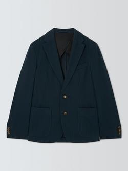 John Lewis Premium Texture Herringbone Cotton Slim Fit Blazer, Navy